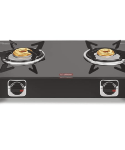 Vidiem Gas Stove G2 197 A Edge Shine Glass (Black) | 2 Burner Gas Stove | Manual Ignition | 8mm Toughened Glass Top Gas Stove | Safety, Reliability,High Efficiency | ISI Certified | 2 years warranty